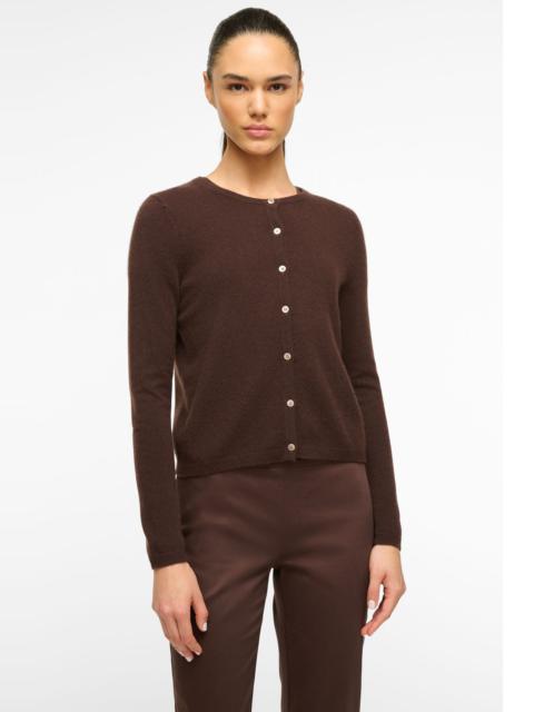STAUD STAUD MIDNIGHT CASHMERE CARDIGAN DARK CHOCOLATE
