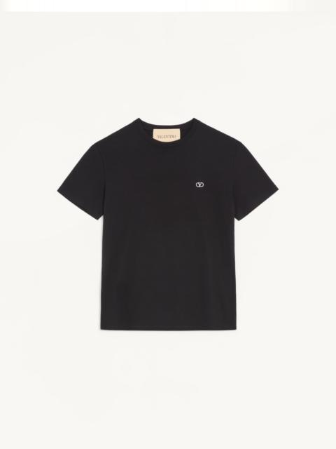 VALENTINO COTTON T-SHIRT WITH VLOGO EMBROIDERY