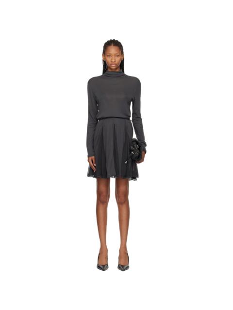 Diesel Gray Jersey & Chiffon Turtleneck Minidress