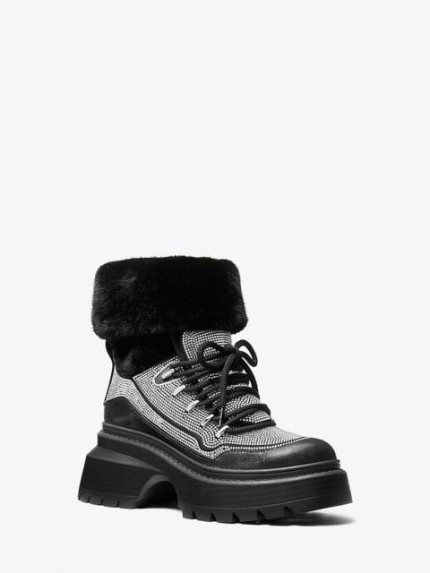 MICHAEL KORS Shiloh Embellished Mixed-Media Boot