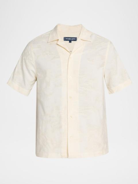 FRESCOBOL CARIOCA Men's Franca Raffia Jacquard Camp Shirt