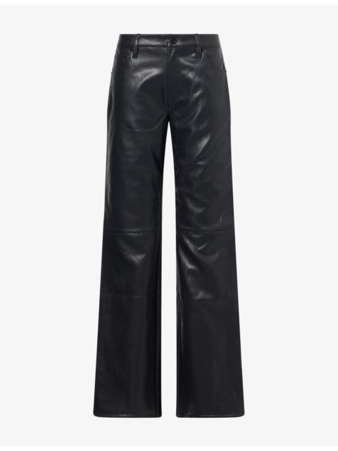 GOOD AMERICAN Better Than Leather Low-Rise Bootcut Faux-Leather Trousers