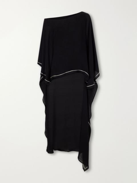 ANDRES OTALORA Permanecer off-the-shoulder silk-georgette blouse Black