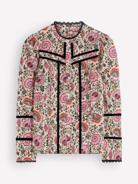 BODEN Carmen Trim Detail Top-Multi, Sprouting Vine