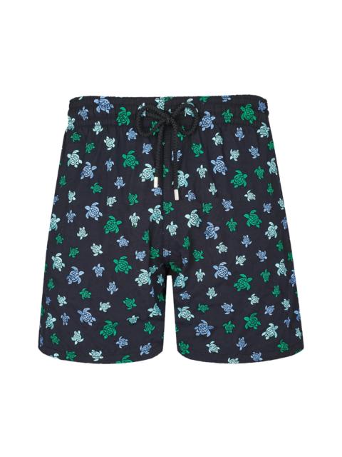 Vilebrequin Men's Micro Ronde Des Tortues Embroidered Swim Trunks - Noir