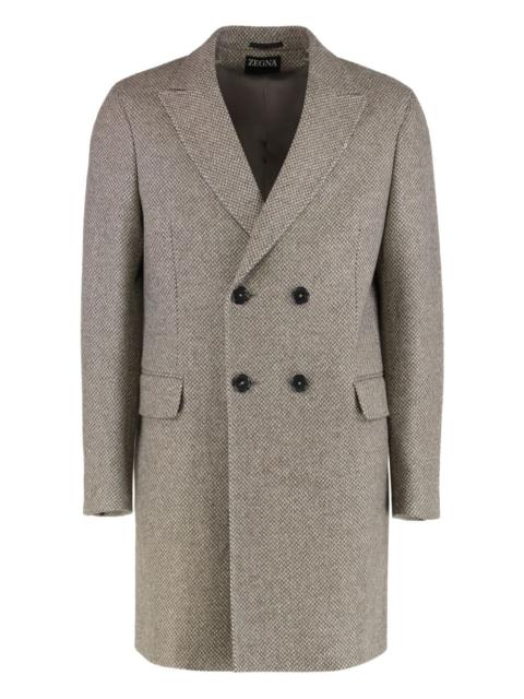 ZEGNA notched lapels wool double breasted coat