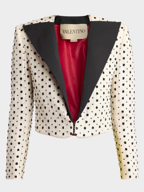 Valentino Polka-Dot Sequined Crop Blazer Jacket