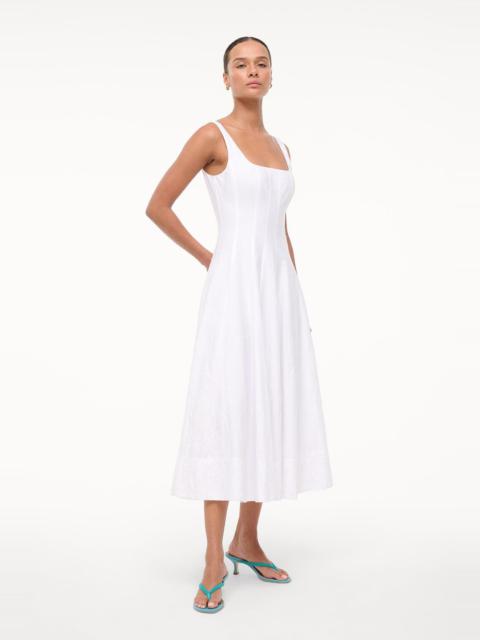 STAUD STAUD WELLS DRESS WHITE EMBROIDERY