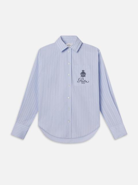 FRAME Ritz Oversized Pocket Shirt in Heritage Blue Multi