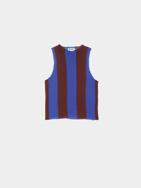 SUNNEI PLEATED TANK TOP / blue & brown stripes