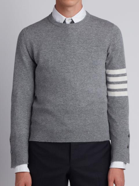 Thom Browne Light Grey Cashmere 4-bar Crew Neck Pullover