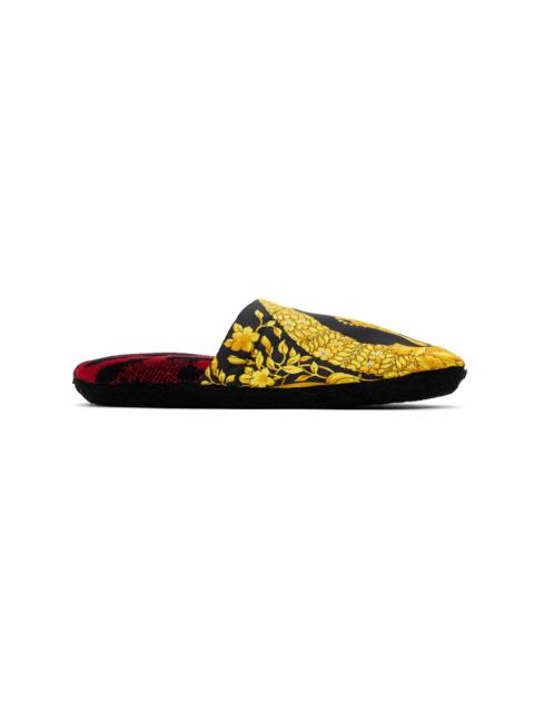 VERSACE Black & Yellow 'I Heart Baroque' Slippers