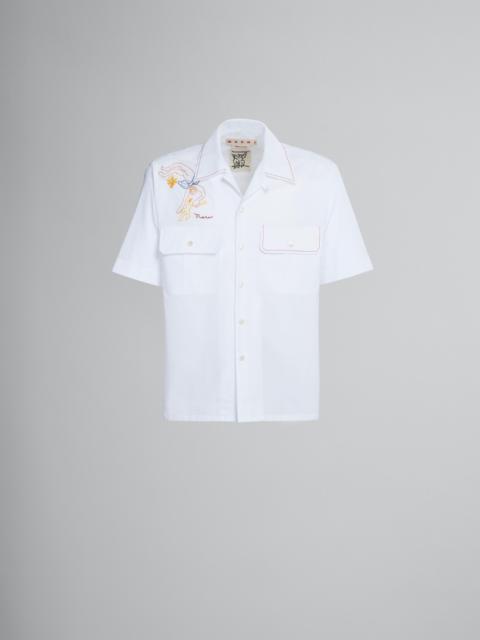 Marni WHITE POPLIN SHIRT WITH EMBROIDERY
