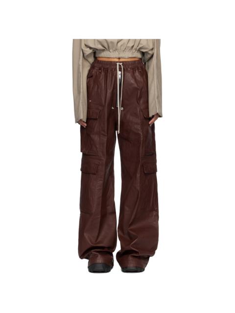 Rick Owens DRKSHDW Burgundy Concordians Double Jumbo Belas Denim Cargo Pants
