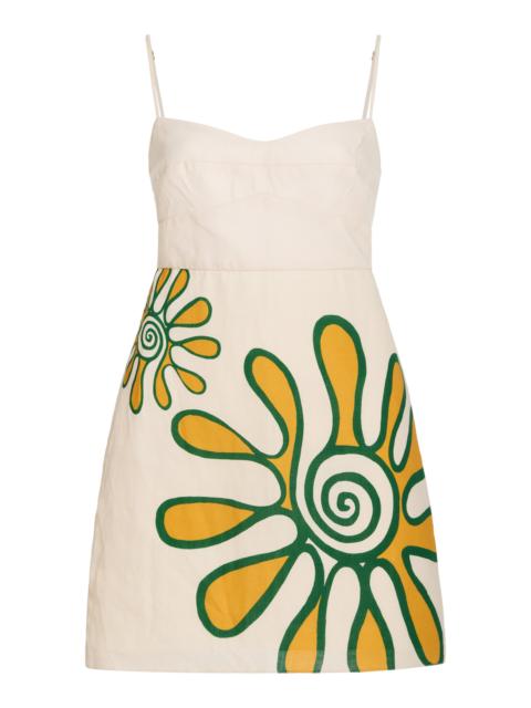 CALA de la CRUZ Lucca Printed Linen Mini Dress white