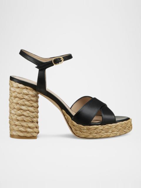 Stuart Weitzman Dayna Leather Crisscross Platform Sandals