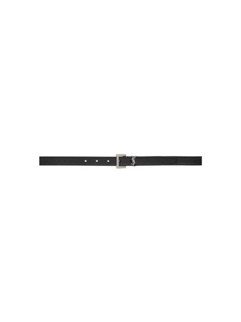 SAINT LAURENT Black Lambskin Monogram Belt