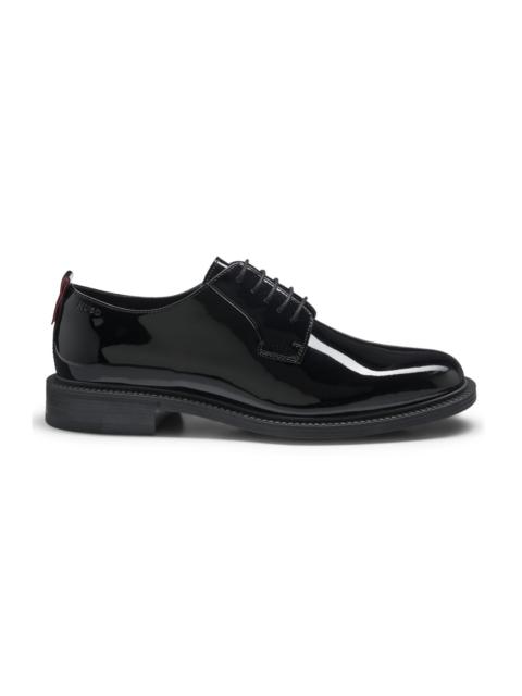 HUGO PATENT-LEATHER DERBY SHOES WITH EMBOSSED LOGO
