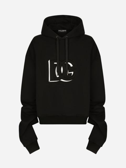 Jersey hoodie with embossed DG logo