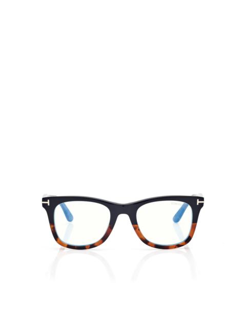 TOM FORD BLUE BLOCK SQUARE OPTICALS WITH CLIP ON SUNGLASSES