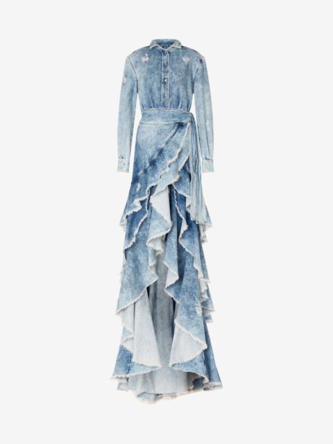 Moschino BLUE DENIM DRESS WITH TRAIN