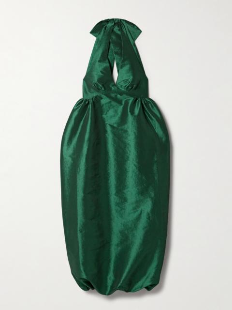 KIKA VARGAS Ivy Gathered Taffeta Halterneck Midi Dress