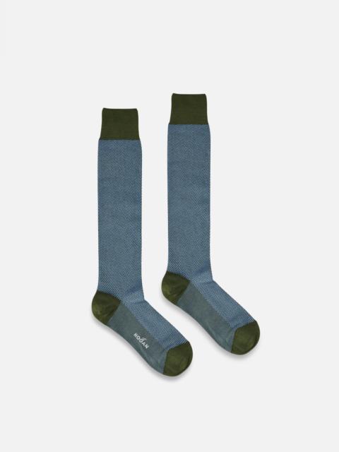 HOGAN Color Block Socks Green