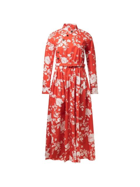 self-portrait floral-pattern cotton midi dress