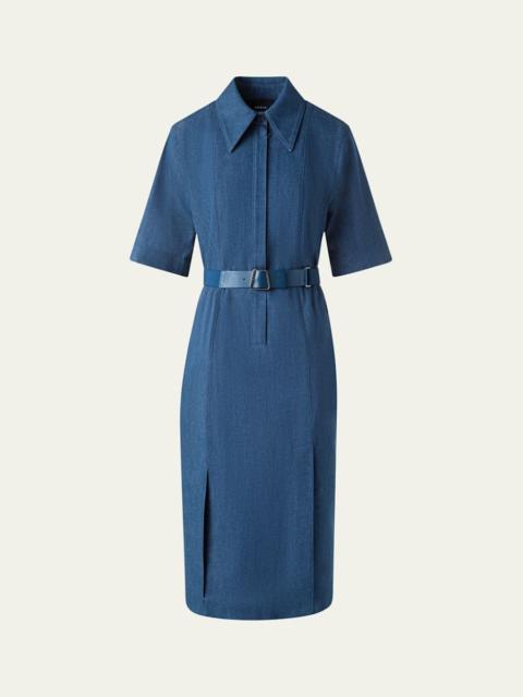 AKRIS Belted Stretch Cotton Denim Shirtdress