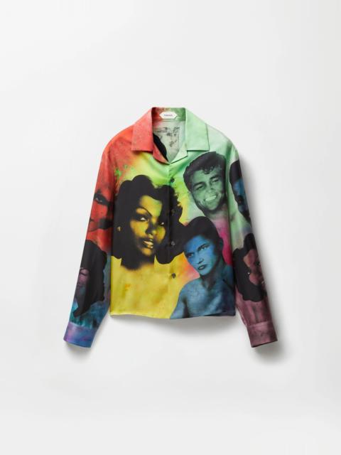 VERSACE Printed Silk Twill Slim Shirt