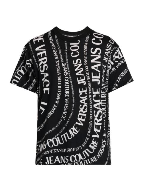 VERSACE JEANS COUTURE Men's Logo Print T-Shirt - Black White