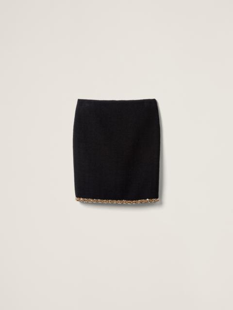 Embroidered tweed skirt