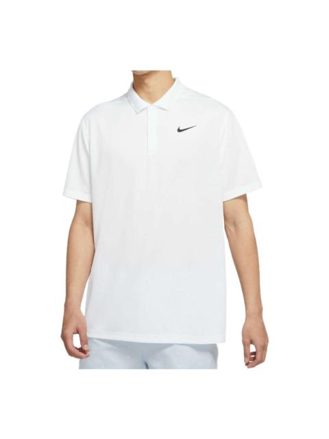 Nike Men's Nike Dri-FIT Victory Solid Color Logo Printing Quick Dry Breathable Short Sleeve Polo Shirt Wh