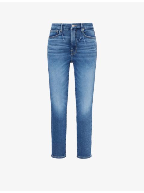 GOOD AMERICAN Good Waist slim-leg high-rise stretch-denim jeans