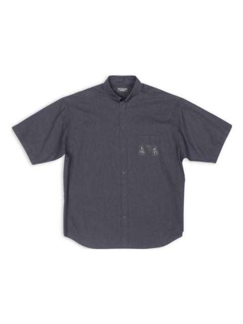 BALENCIAGA Balenciaga Fashion Institute Short Sleeve Shirt Large Fit 'Dark Grey' 703846TYB181270