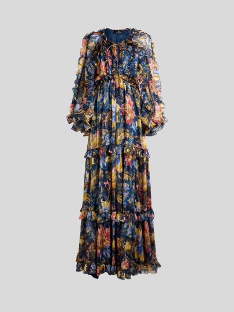 Etro LONG DRESS IN SILK WITH RUFFLES AND FLORAL MOTIF