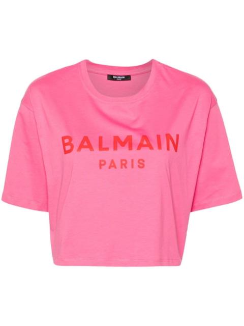 Balmain logo-print cropped T-shirt