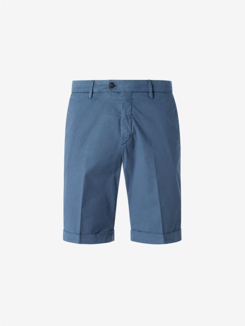 CORNELIANI Garment-dyed aviator blue gabardine bermuda shorts