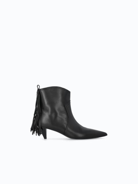 PINKO LEATHER ANKLE BOOTS WITH HEEL AND FRINGING