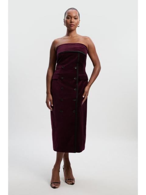 KAREN MILLEN Plus Size Velvet Groisgrain Bandeau Midi Tailored Dress