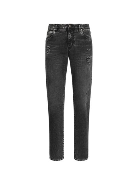 distressed-effect jeans