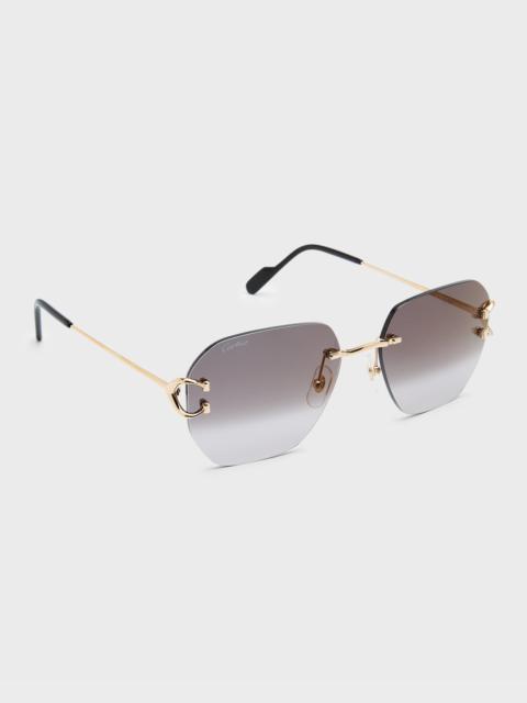 Cartier Rimless Square Metal Sunglasses