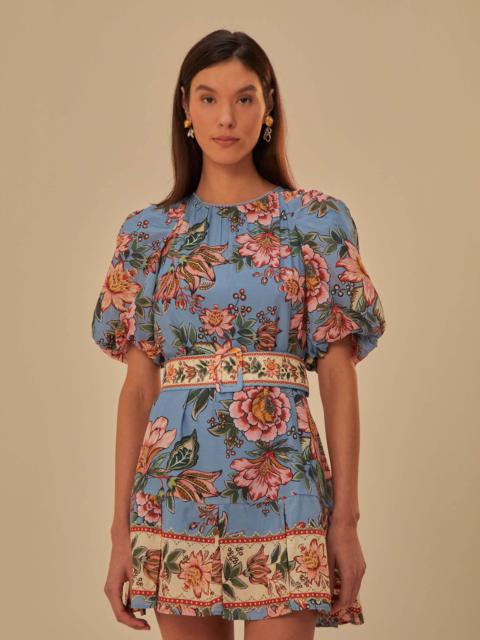 FARM RIO Blue Wonderful Bouquet Mini Dress