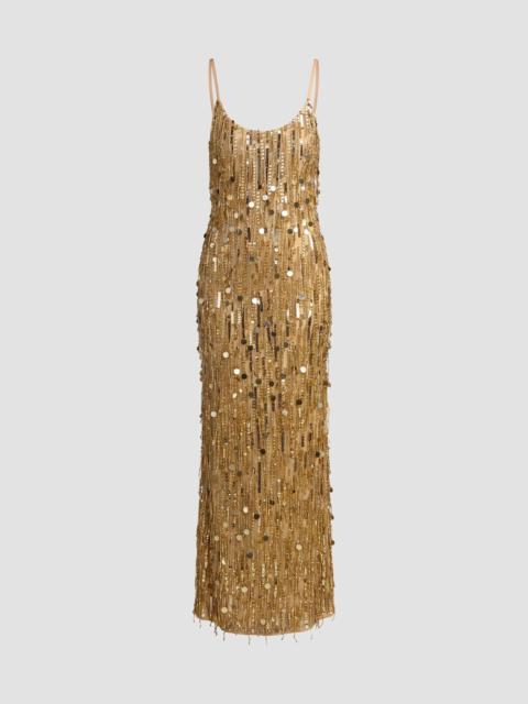 MAC DUGGAL Women's Sequin Beaded Tassel Column Gown - Gold
