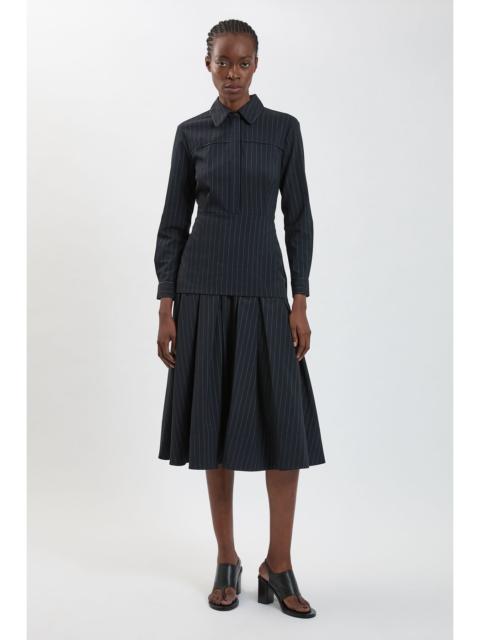 KAREN MILLEN Tailored Pinstripe Collared Maxi Dress
