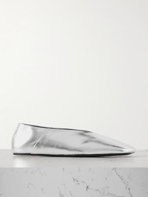 Jil Sander Metallic Textured-leather Ballet Flats