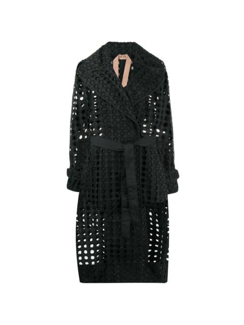 N°21 perforated-design midi coat