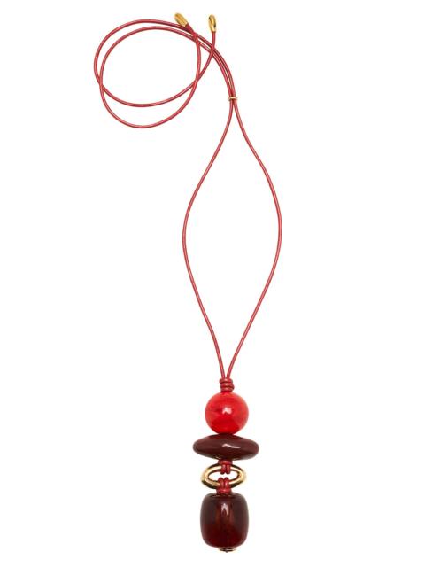 LIZZIE FORTUNATO Museo Acrylic Glass Beaded Leather Cord Necklace