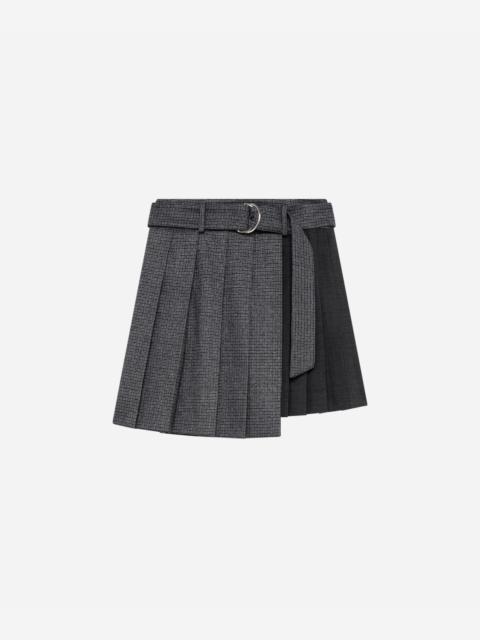 MSGM Pleated wool blend skirt with houndstooth pattern