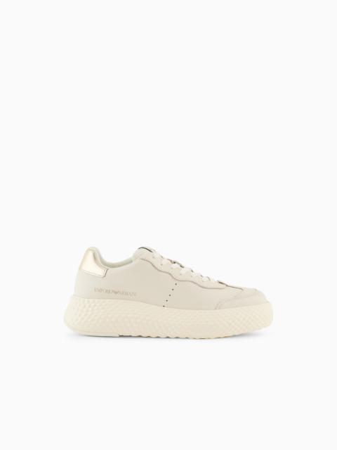 EMPORIO ARMANI Chunky leather sneakers with gold back